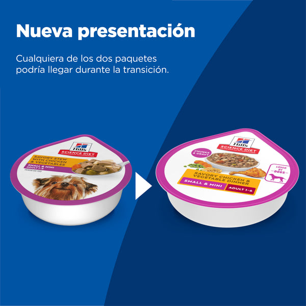 Hill's SD ADULT SMALL & MINI, ALIMENTO HÚMEDO  EN TRAY PERRO ADULTO POLLO Y VEGETALES 99 G