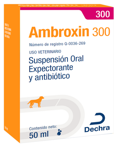 Ambroxin 300 Suspensión Oral 50ml (requiere receta medica veterinaria vigente)