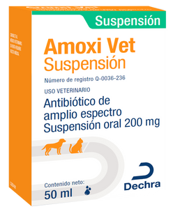 Amoxi Vet 200mg Suspensión Oral 50ml (requiere receta medica veterinaria vigente)