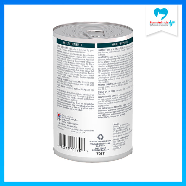 HILL'S PERRO W/D PREVENCION OBESIDAD LATA 370 G