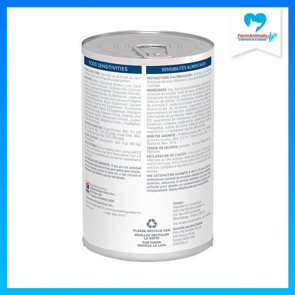 HILL'S PERRO Z/D INTOLERANCIA ALIMENTARIA LATA 370 G