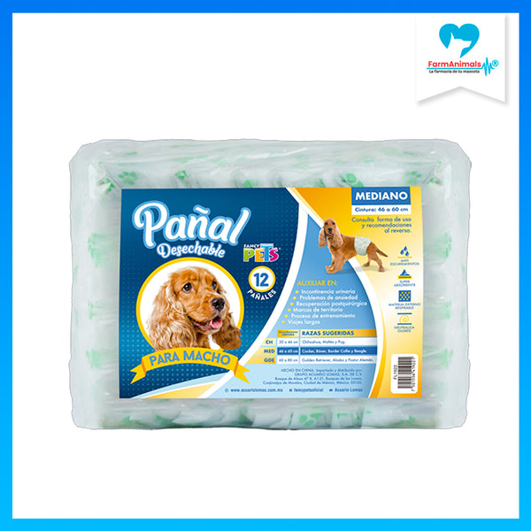 Pañal Fancy Pets Para Perro Macho MED 12pzas