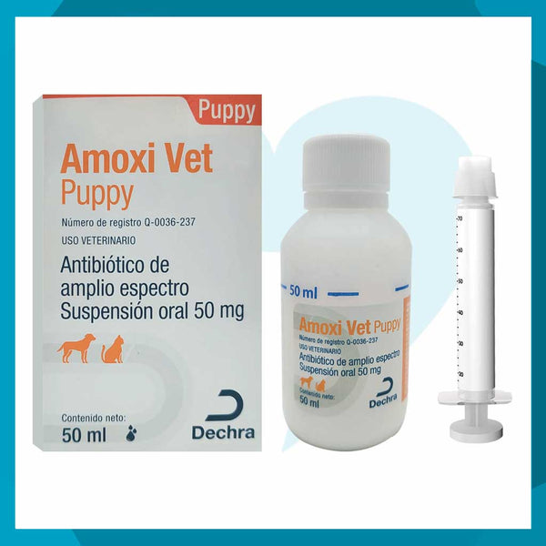 Amoxi Vet Puppy 50mg Suspensión Oral 50ml (requiere receta medica veterinaria vigente)