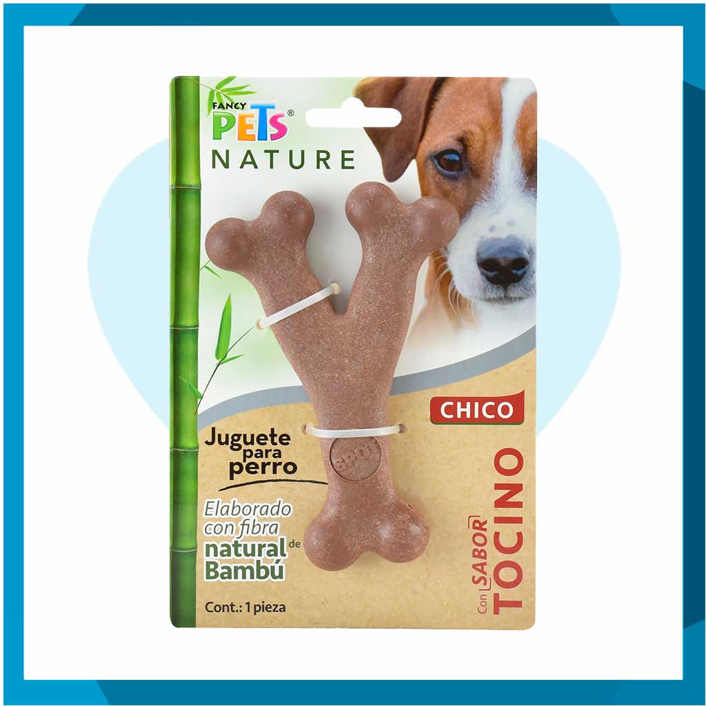 Juguete Fancy Pets Hueso Chico Triple De Bambu Sabor Tocino