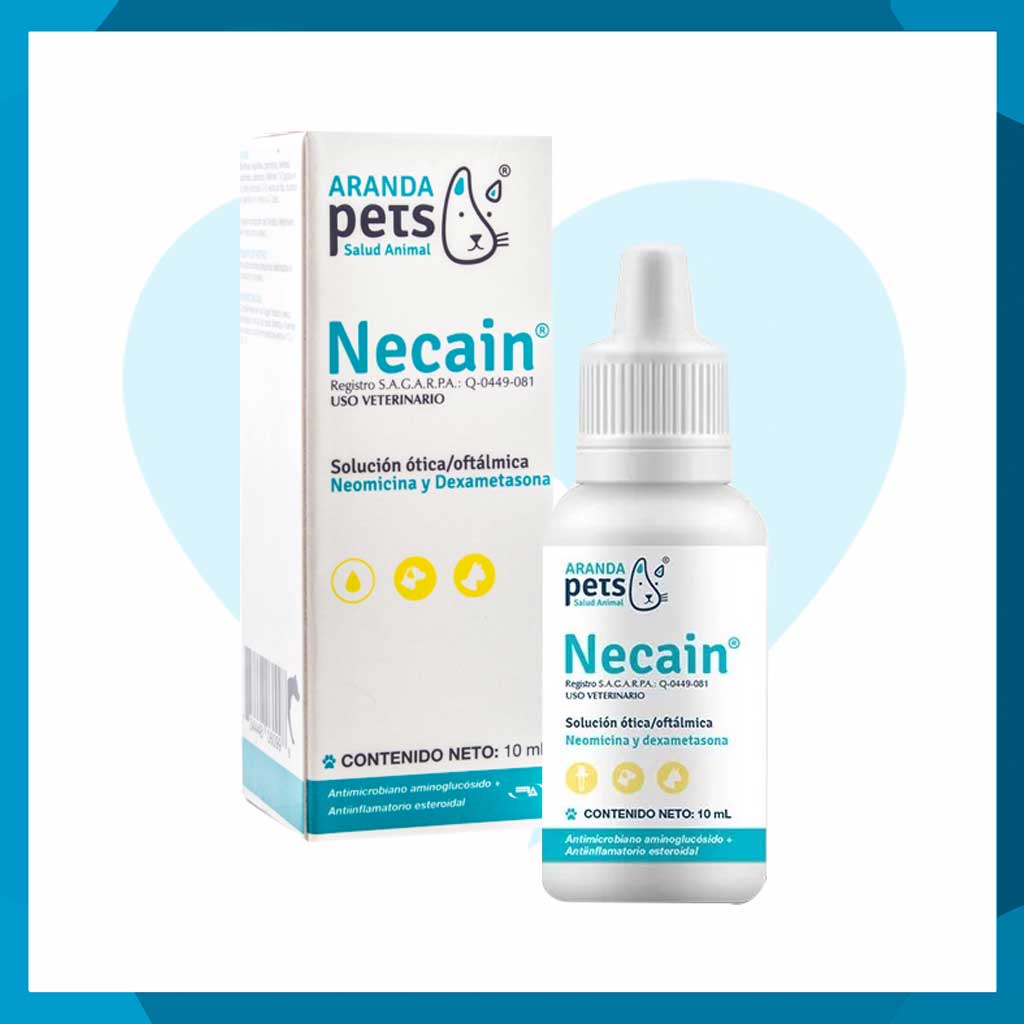 Necain Solución Ótica y Oftálmica 10ml (requiere receta medica veterinaria vigente)