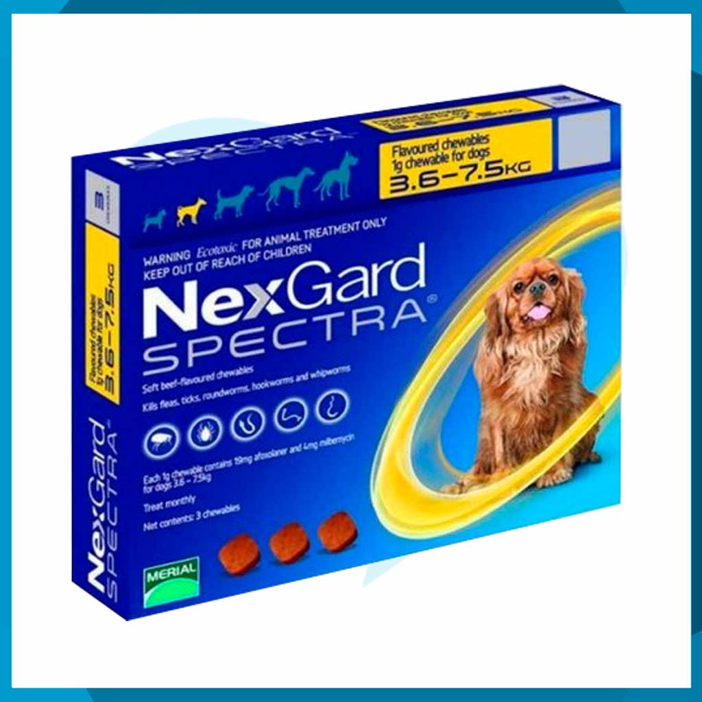 NexGard Spectra  3.6 - 7.5kg 3 Tabletas Masticables