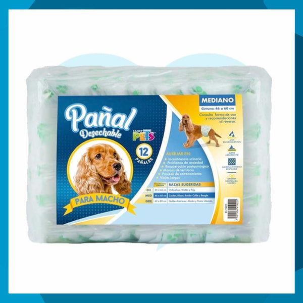 Pañal Fancy Pets Para Perro Macho MED 12pzas