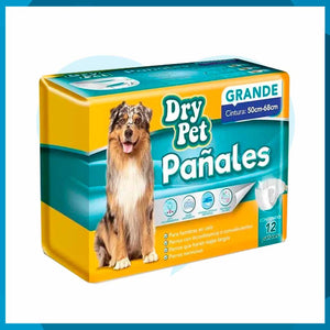 Pañales Dry Pet GDE Para Perro 12pzas