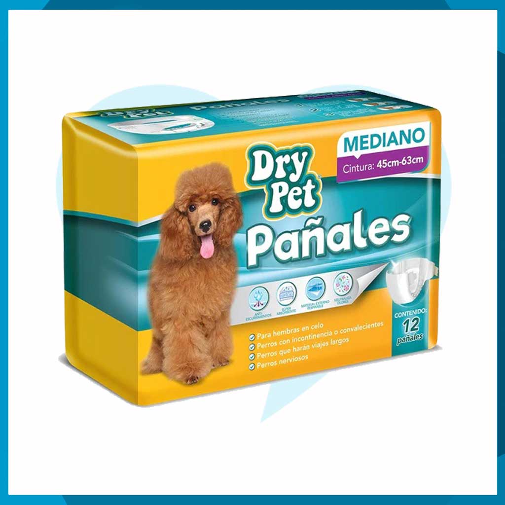 Pañales Dry Pet MED Para Perro 12pzas