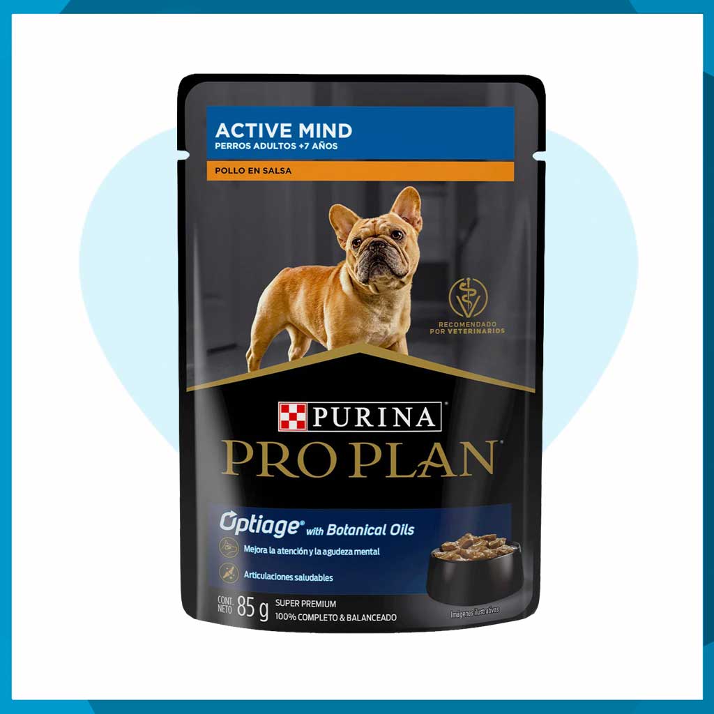 Pouch Proplan para perro Active mind sabor pollo 85g