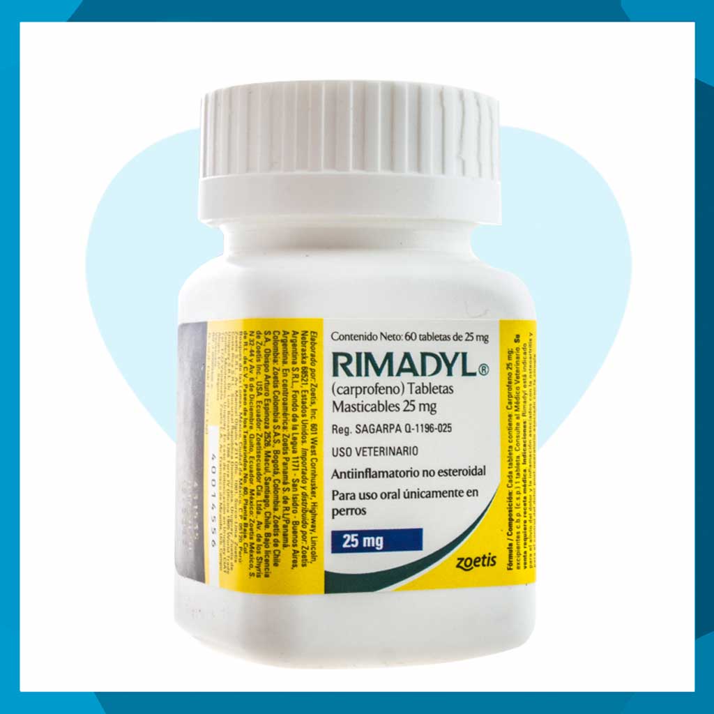 Rimadyl 25mg Frasco 60 Tabletas Masticables (requiere receta medica veterinaria vigente)