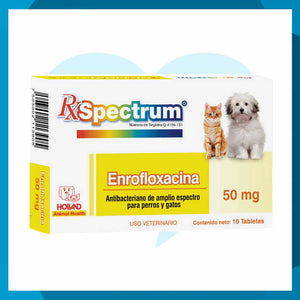 Rx Spectrum Enrofloxacina 50mg Caja 10 Tabletas