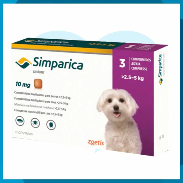Simparica 10mg 2.5 - 5kg 3 Tabletas Masticables