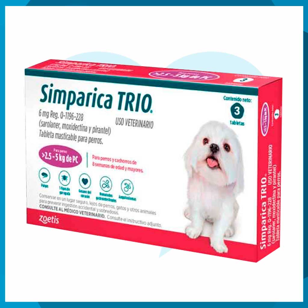 Simparica TRIO 6mg 2.6 - 5kg 3 Tabletas