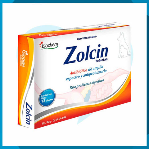 Zolcin Caja 12 Tabletas (requiere receta medica veterinaria vigente)