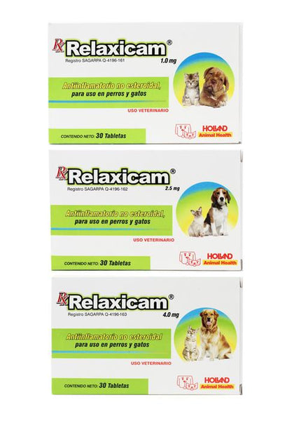 RX Relaxicam 2.5mg Caja 30 Tabletas (requiere receta medica veterinaria vigente)